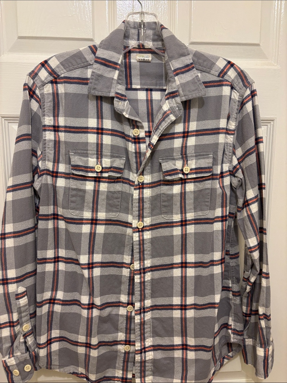 Crewcuts Gray Plaid Button-Down Shirt with Red and Navy Stripes